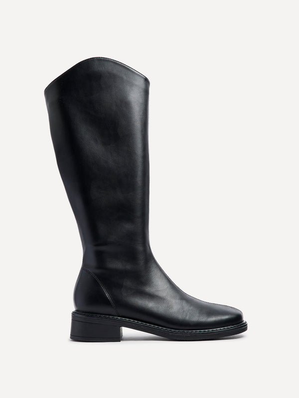Linzi Black Faux Leather Knee High Boot