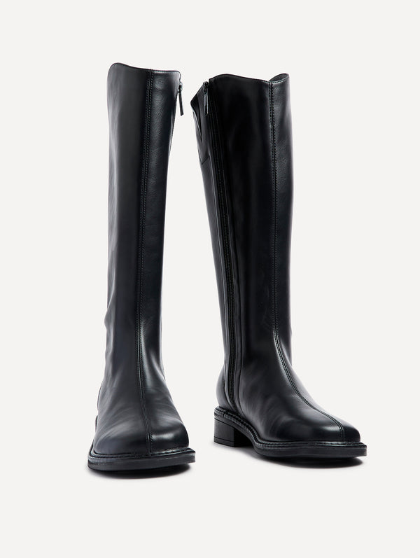 Linzi Black Faux Leather Knee High Boot