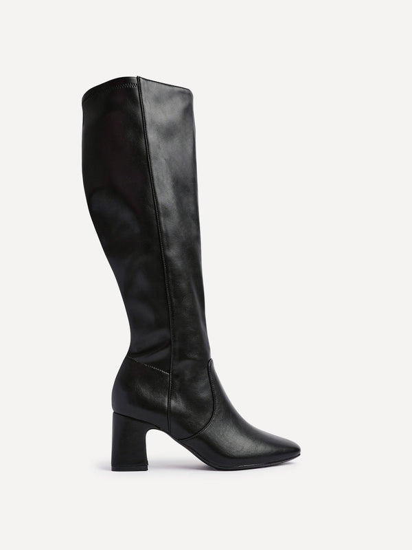 Linzi Black Faux Leather Knee High Boot