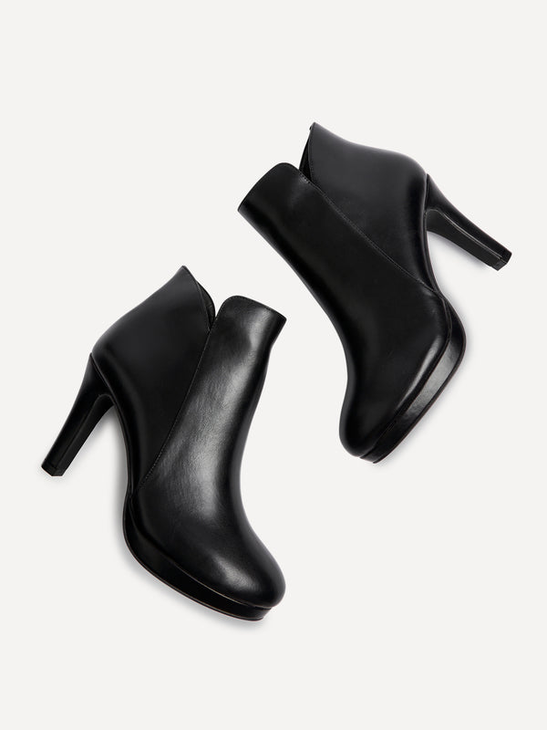 Linzi Black Faux Leather Small Platform Ankle Boot