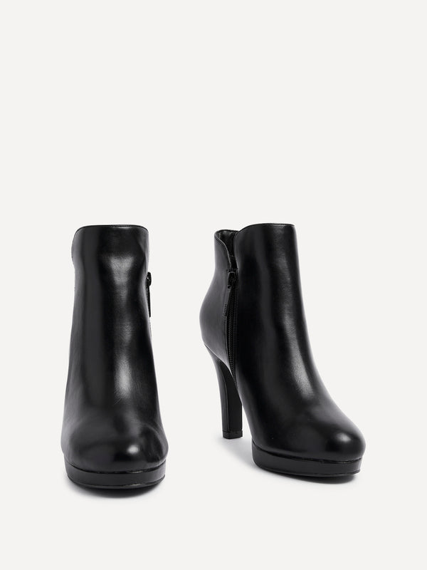 Linzi Black Faux Leather Small Platform Ankle Boot