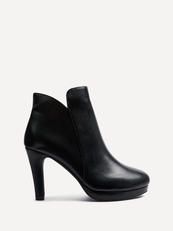 Linzi Black Faux Leather Small Platform Ankle Boot
