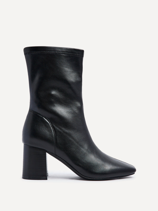 Linzi Black Faux Soft Leather Block Heel