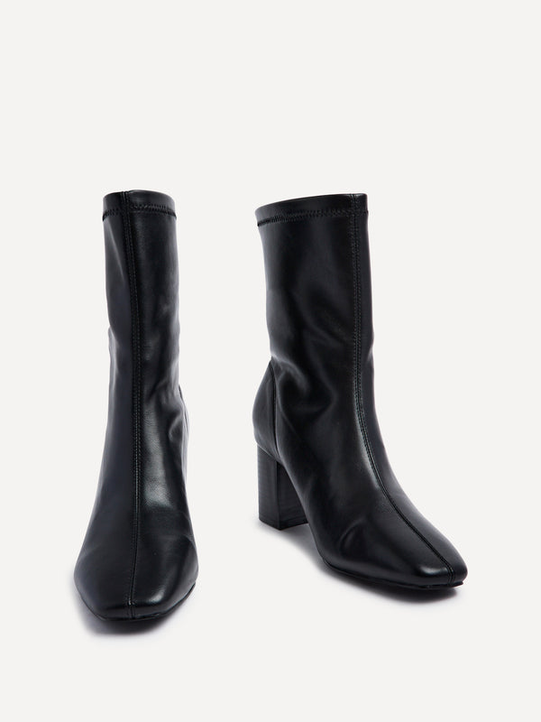Linzi Black Faux Soft Leather Block Heel