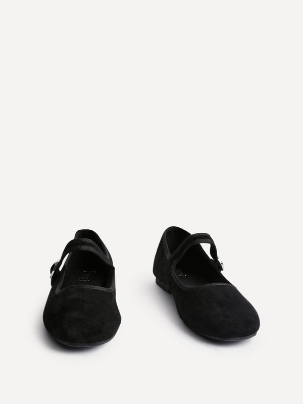 Linzi Black Faux Suede Ballet Pumps