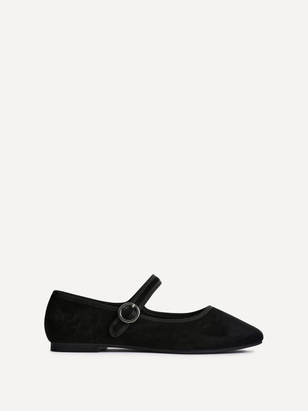 Linzi Black Faux Suede Ballet Pumps