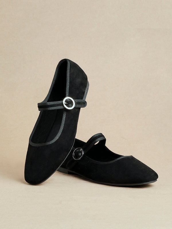 linzi Black Faux Suede Ballet Pumps