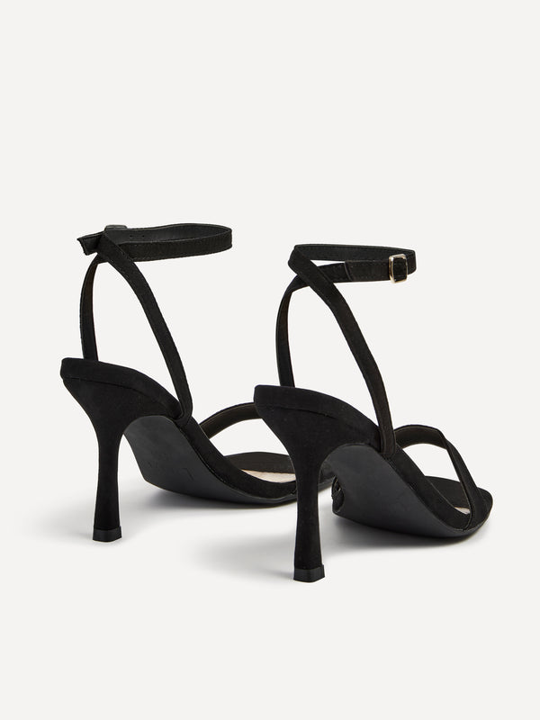 Linzi Black Faux Suede Barely There Stiletto Heel