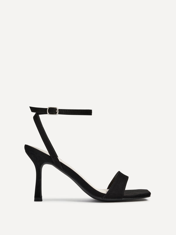 linzi Black Faux Suede Barely There Stiletto Heel