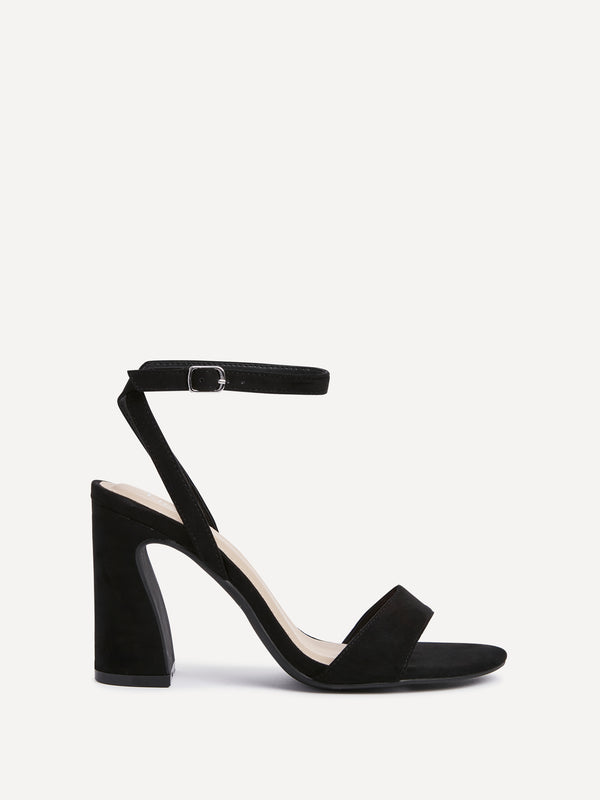 Linzi Black Faux Suede Block Heel