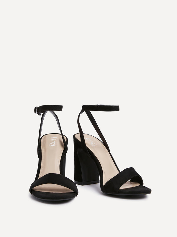 Linzi Black Faux Suede Block Heel