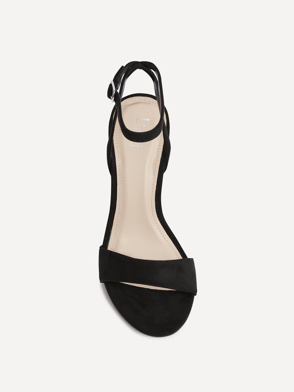 Linzi Black Faux Suede Block Heel