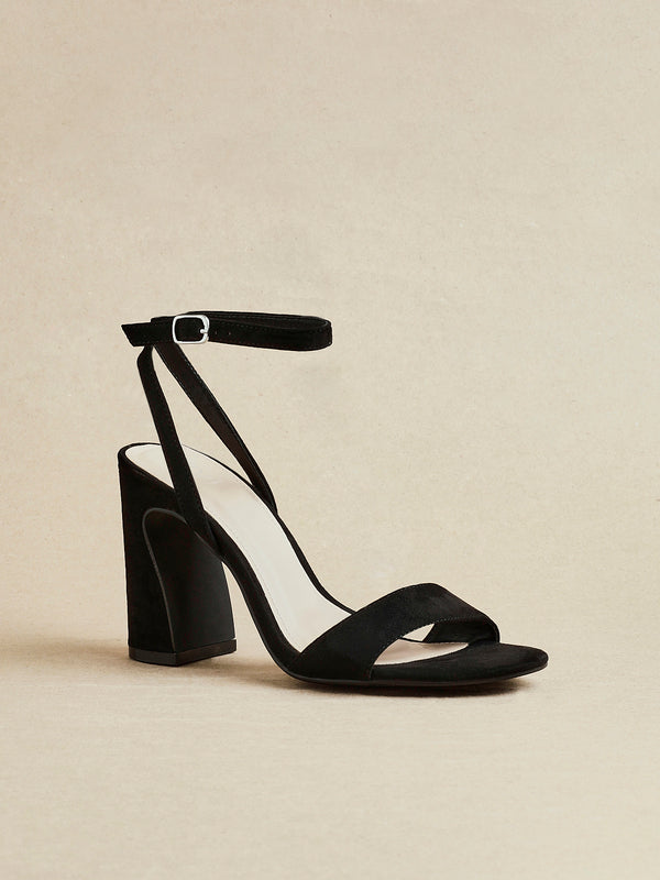 linzi Black Faux Suede Block Heel