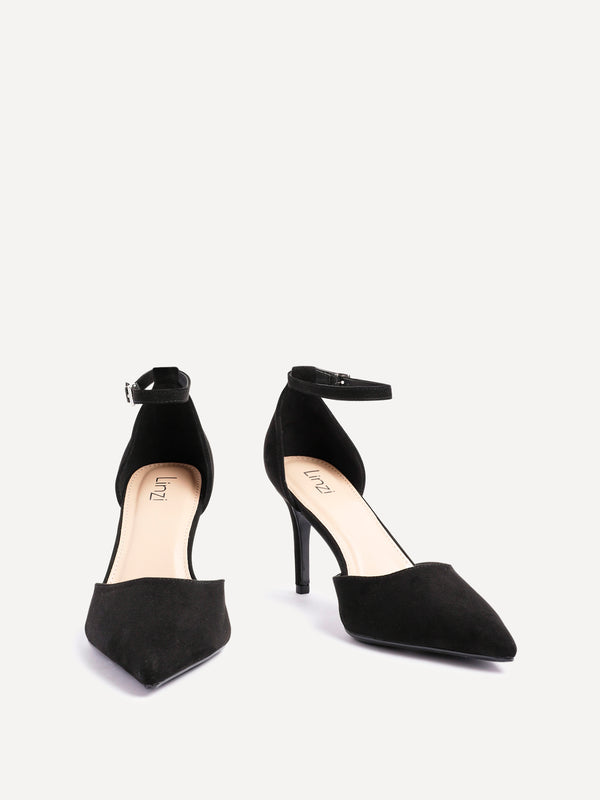 Linzi Black Faux Suede Classic Stiletto Court Heel
