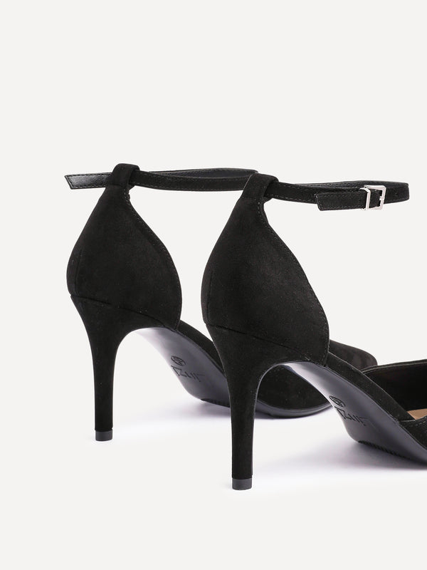 Linzi Black Faux Suede Classic Stiletto Court Heel