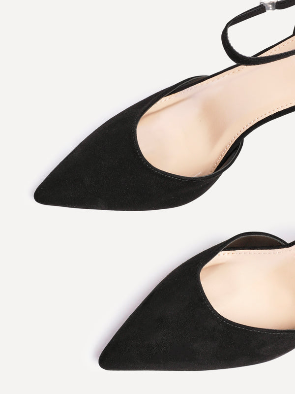 Linzi Black Faux Suede Classic Stiletto Court Heel