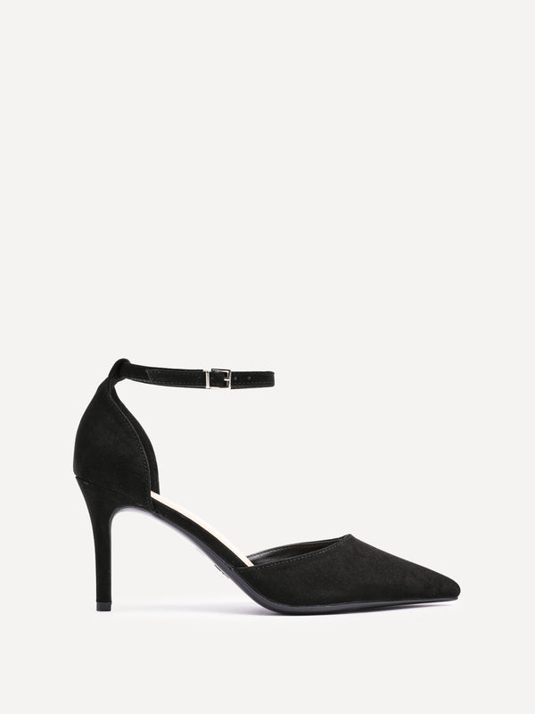 linzi Black Faux Suede Classic Stiletto Court Heel