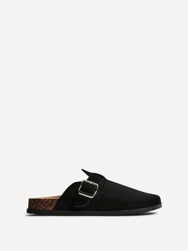 Linzi Black Faux Suede Clog