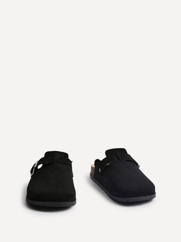 Linzi Black Faux Suede Clog