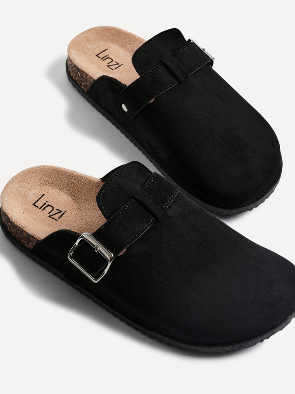 Linzi Black Faux Suede Clog
