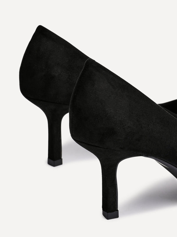 Linzi Black Faux Suede Court Heels