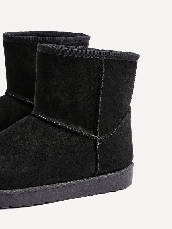 Linzi Black Faux Suede Faux Fur Lined Ankle Boot