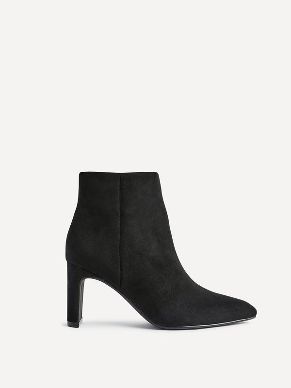 Linzi Black Faux Suede Heeled Ankle Boot