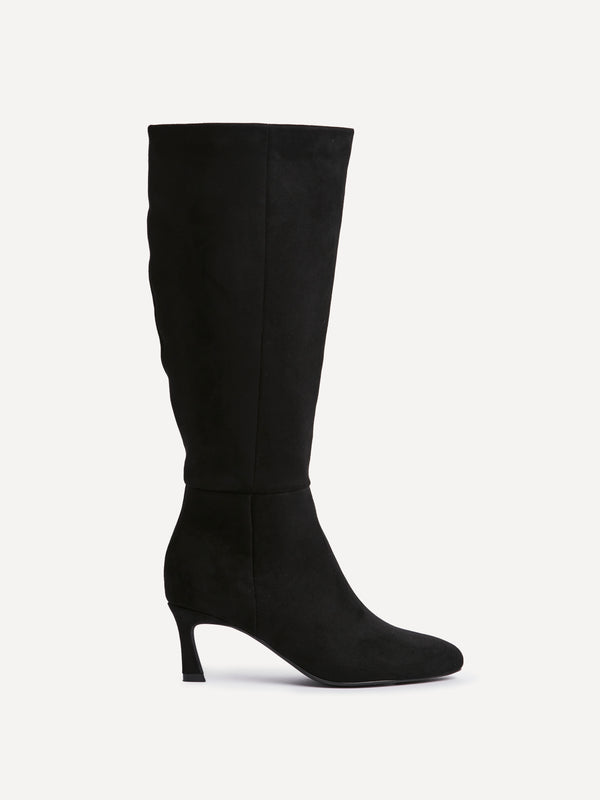 Linzi Black Faux Suede High Leg Stiletto Boots