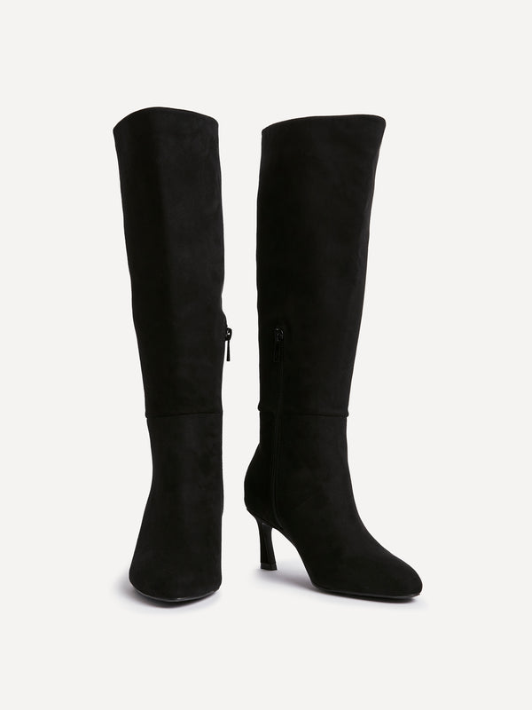 Linzi Black Faux Suede High Leg Stiletto Boots