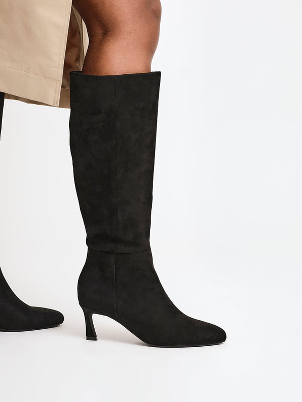 linzi Black Faux Suede High Leg Stiletto Boots