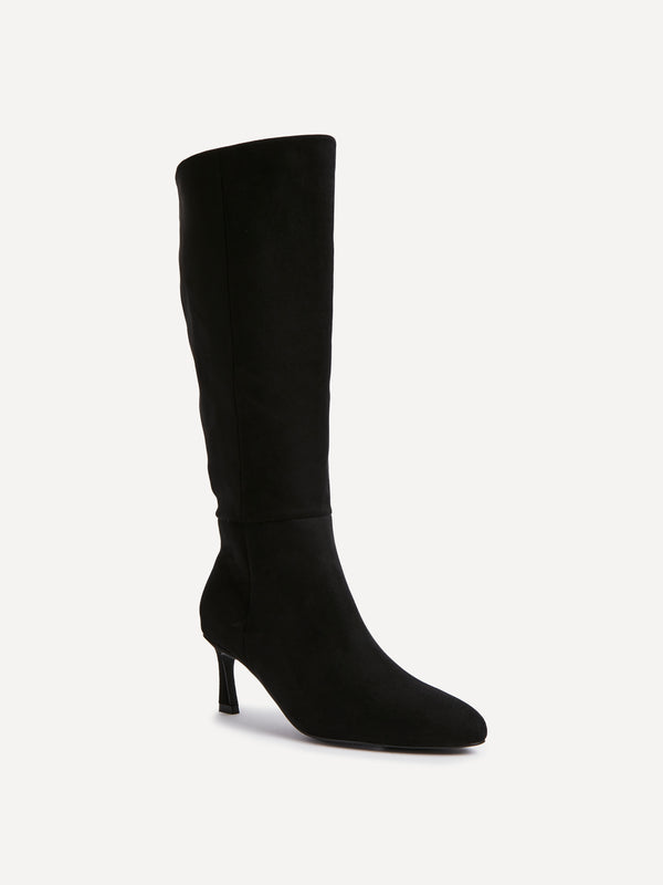 Linzi Black Faux Suede High Leg Stiletto Boots