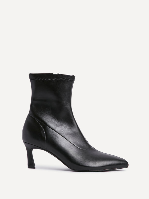 Linzi Black Faux Suede Kitten Heel Sock Ankle Boot