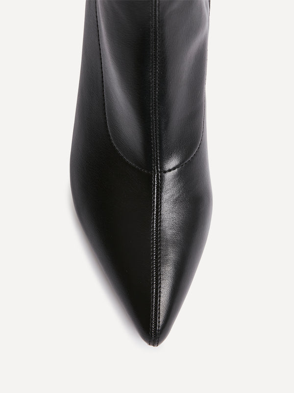 Linzi Black Faux Suede Kitten Heel Sock Ankle Boot