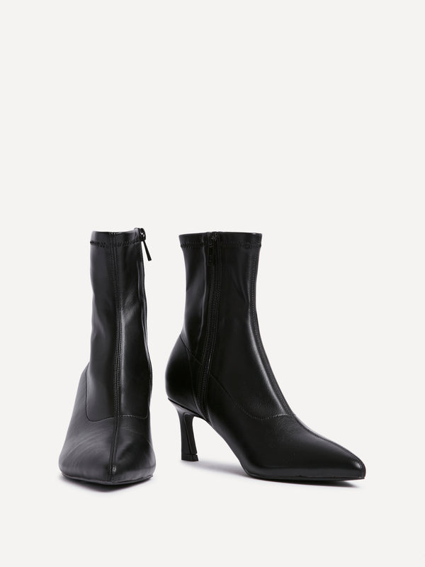 Linzi Black Faux Suede Kitten Heel Sock Ankle Boot