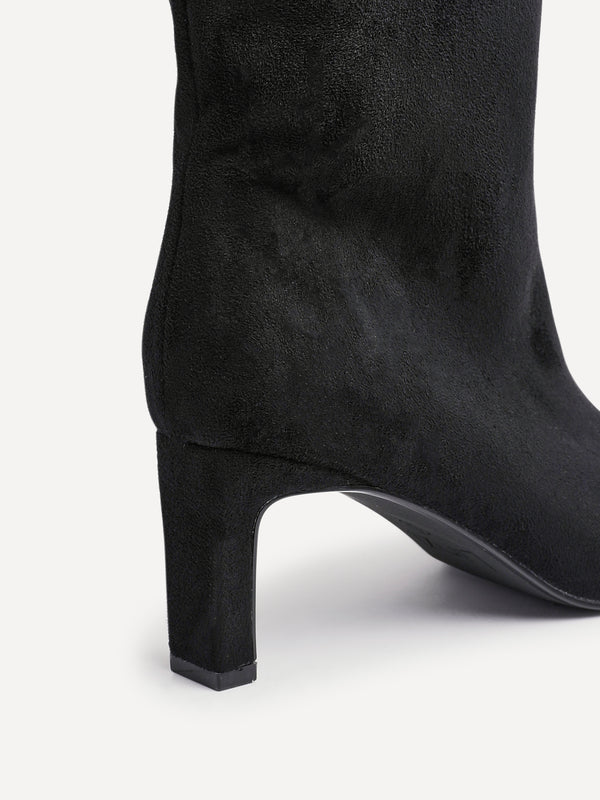 Linzi Black Faux Suede Knee High Boot