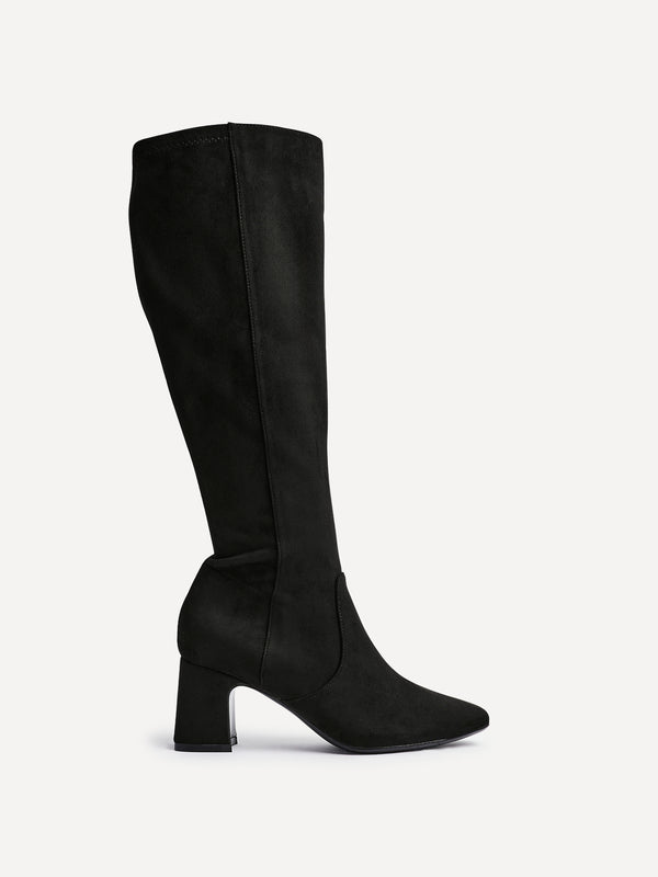 Linzi Black Faux Suede Knee High Boot
