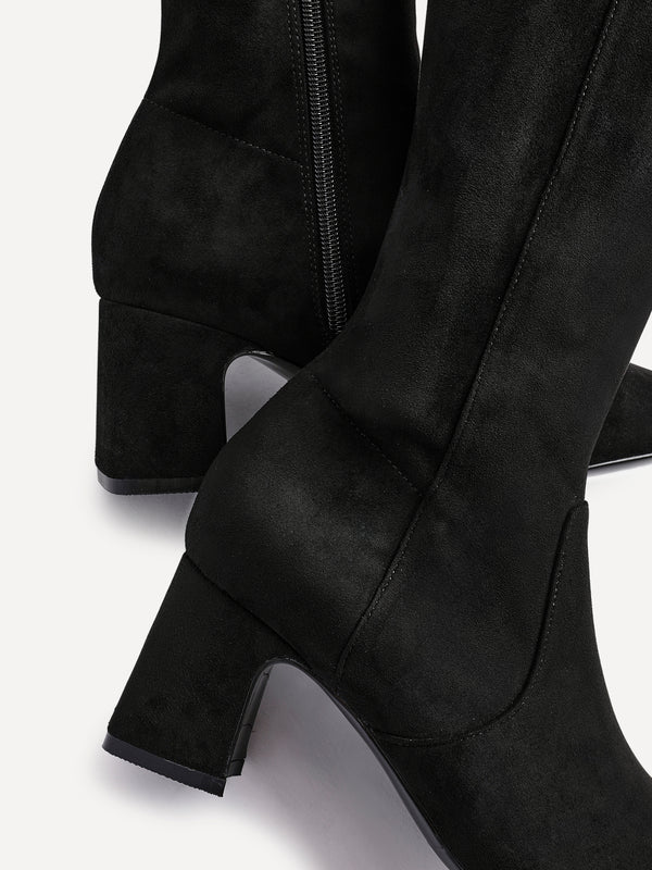 Linzi Black Faux Suede Knee High Boot