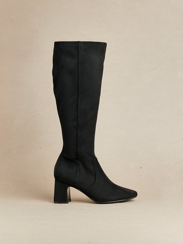 linzi Black Faux Suede Knee High Boot