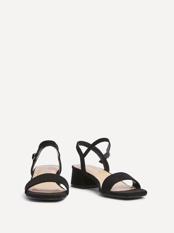 Linzi Black Faux Suede Low Block Heel