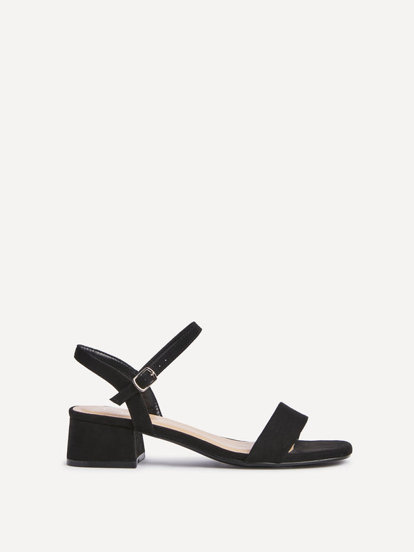 Linzi Black Faux Suede Low Block Heel