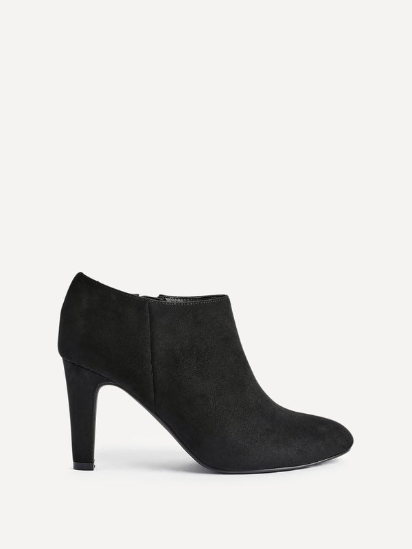 Linzi Black Faux Suede Low Cut Heeled Boot