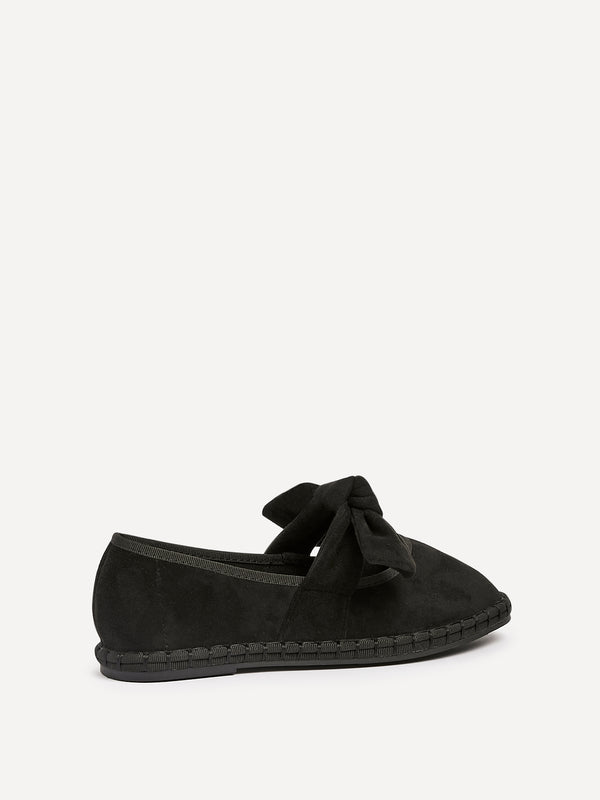 Linzi Black Faux Suede Mary Jane With Bow Detail