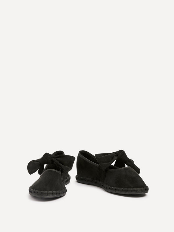 Linzi Black Faux Suede Mary Jane With Bow Detail