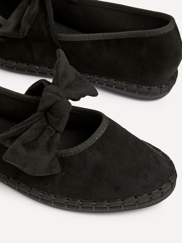 Linzi Black Faux Suede Mary Jane With Bow Detail