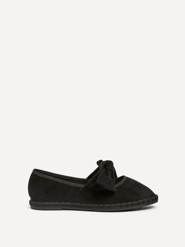 linzi Black Faux Suede Mary Jane With Bow Detail