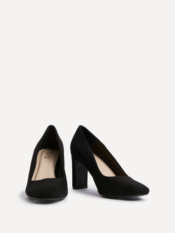 Linzi Black Faux Suede Modern Style Court Heel