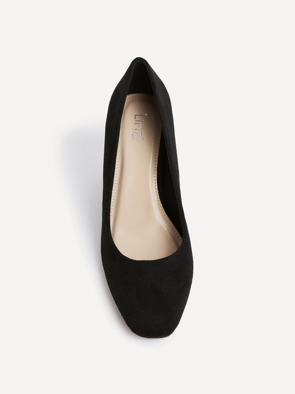 Linzi Black Faux Suede Modern Style Court Heel