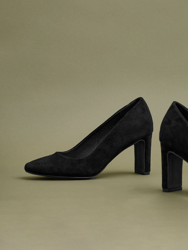 linzi Black Faux Suede Modern Style Court Heel