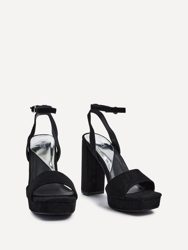 Linzi Black Faux Suede Platform Heels