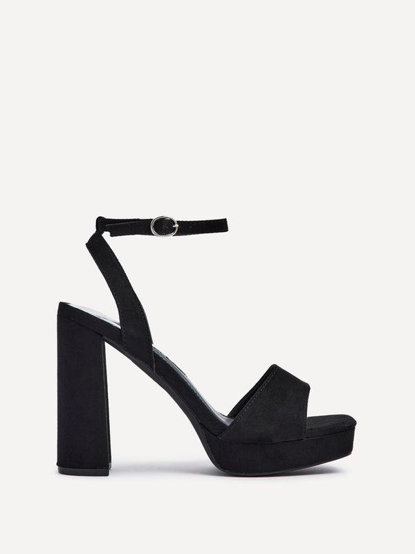 linzi Black Faux Suede Platform Heels